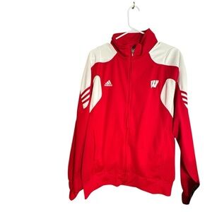 Adidas Wisconsin Badgers Track Jacket Red White Climalite L NCAA Scorch